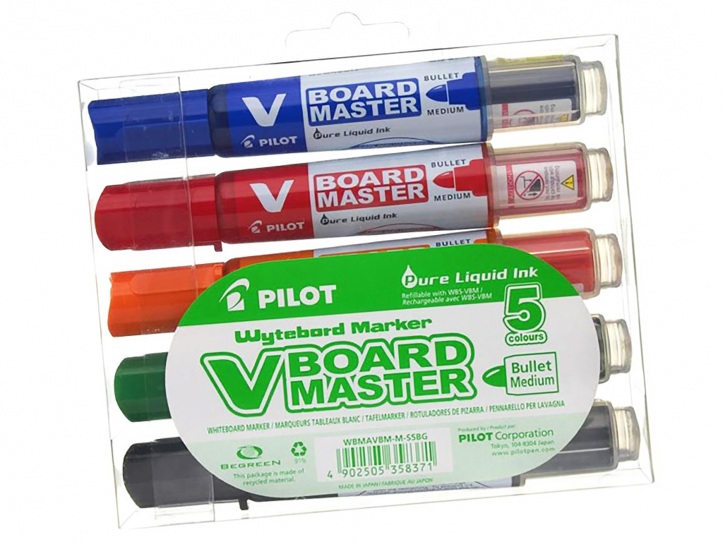 Valgetahvli marker Pilot BeGreen V-Board Master M 5tk