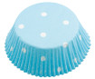 Baking cup 50x25mm Dots white on turquoise 60pcs blister