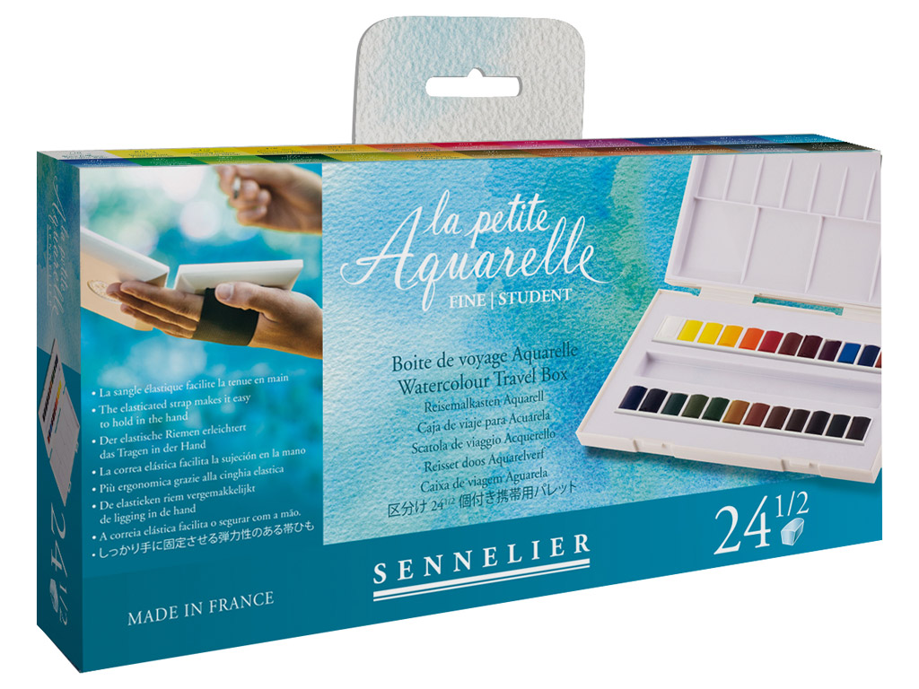 Akvarellvärv Sennelier La Petite Aquarelle 24x1/2 nööpi plastkarbis