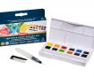 Akvareliniai dažų rinkinys Inktense Travel Set #01 12x1/2 kubelių+teptukas su indeliu vandeniui plastikinė dėžutė