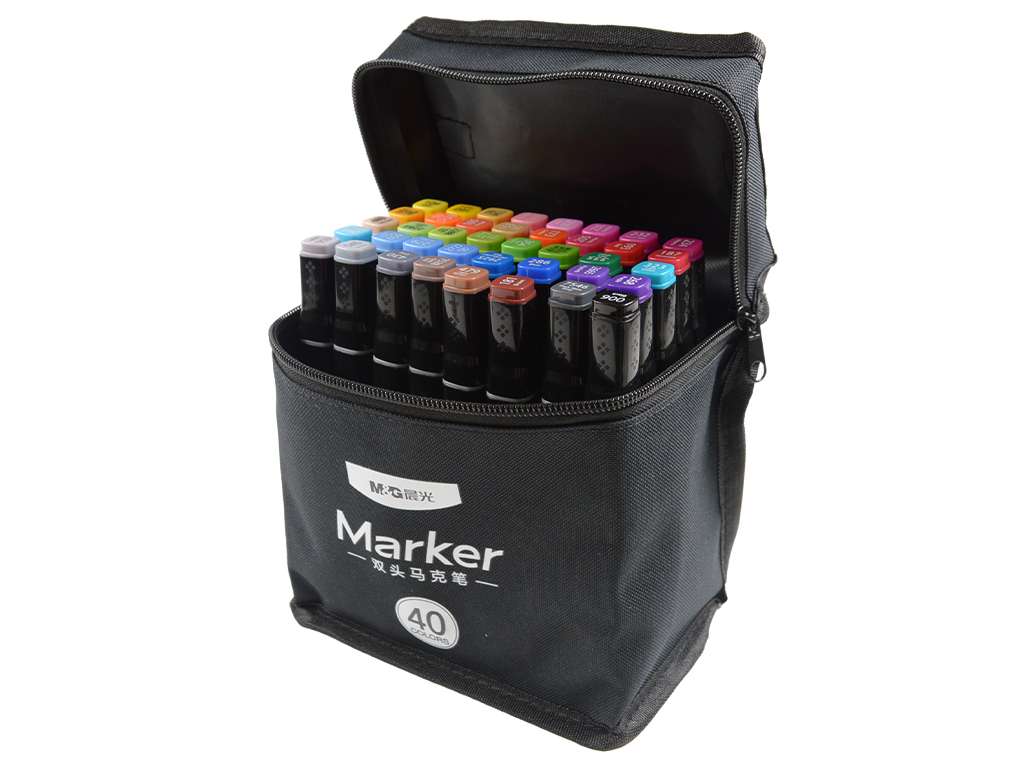 Alcohol based marker set M&G double tip 40pcs in zipper bag