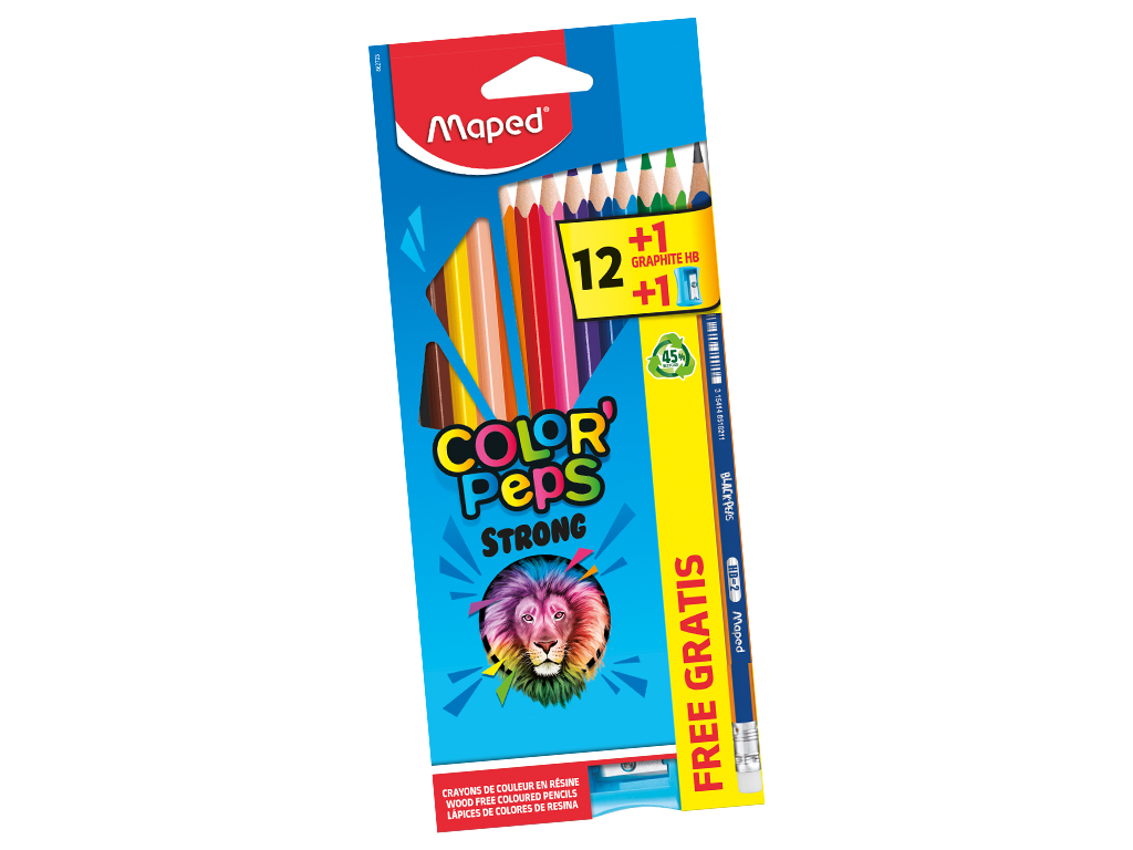 Colour pencils wood-free Maped ColorPeps Strong 12pcs+pencile+sharpener