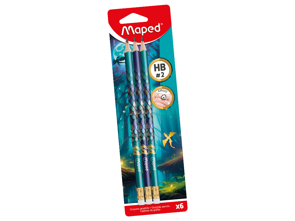 Graphite pencil Maped Dragon HB with eraser 6pcs on blister