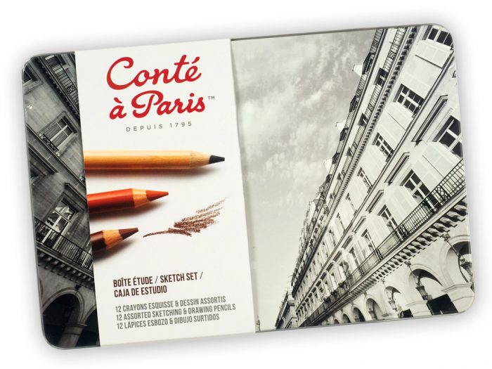 Skiču zīmulis Conte a Paris metāla kastē