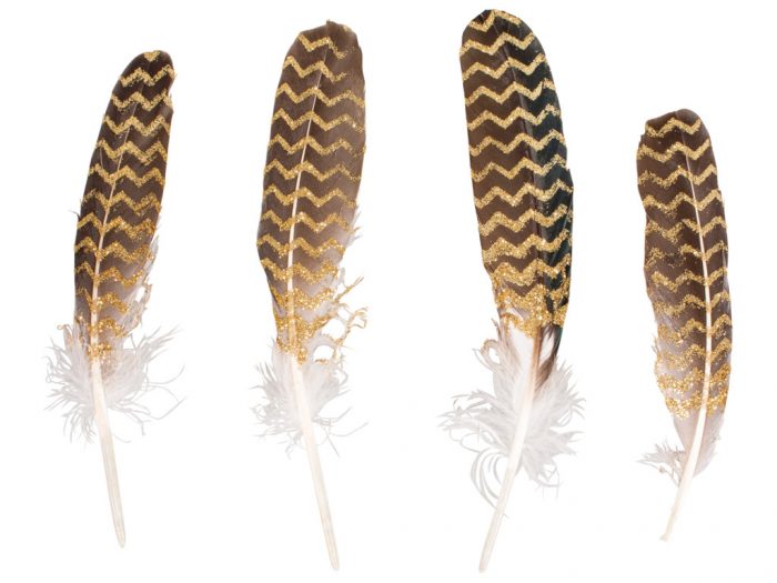 Decorative feathers Rayher with glitter printing - 1/3