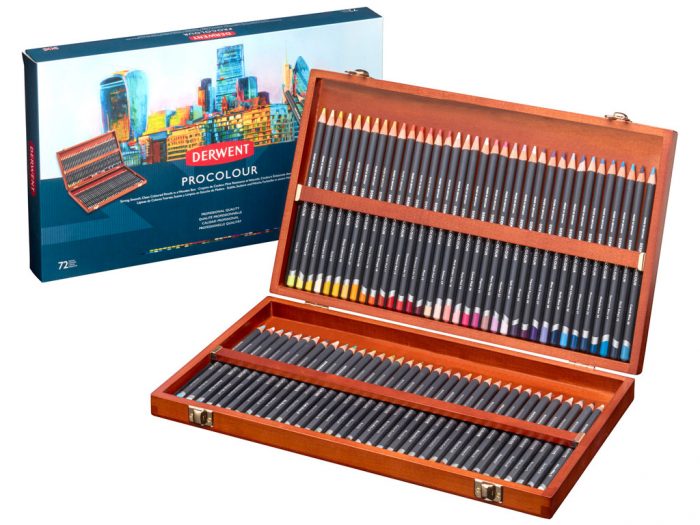 Colour pencils Derwent Procolour in wooden box - 1/5