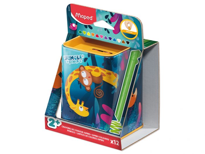 Colour pencils set Maped Jungle Fever Infinity Early Age Jumbo 12pcs+cash box - 1/2